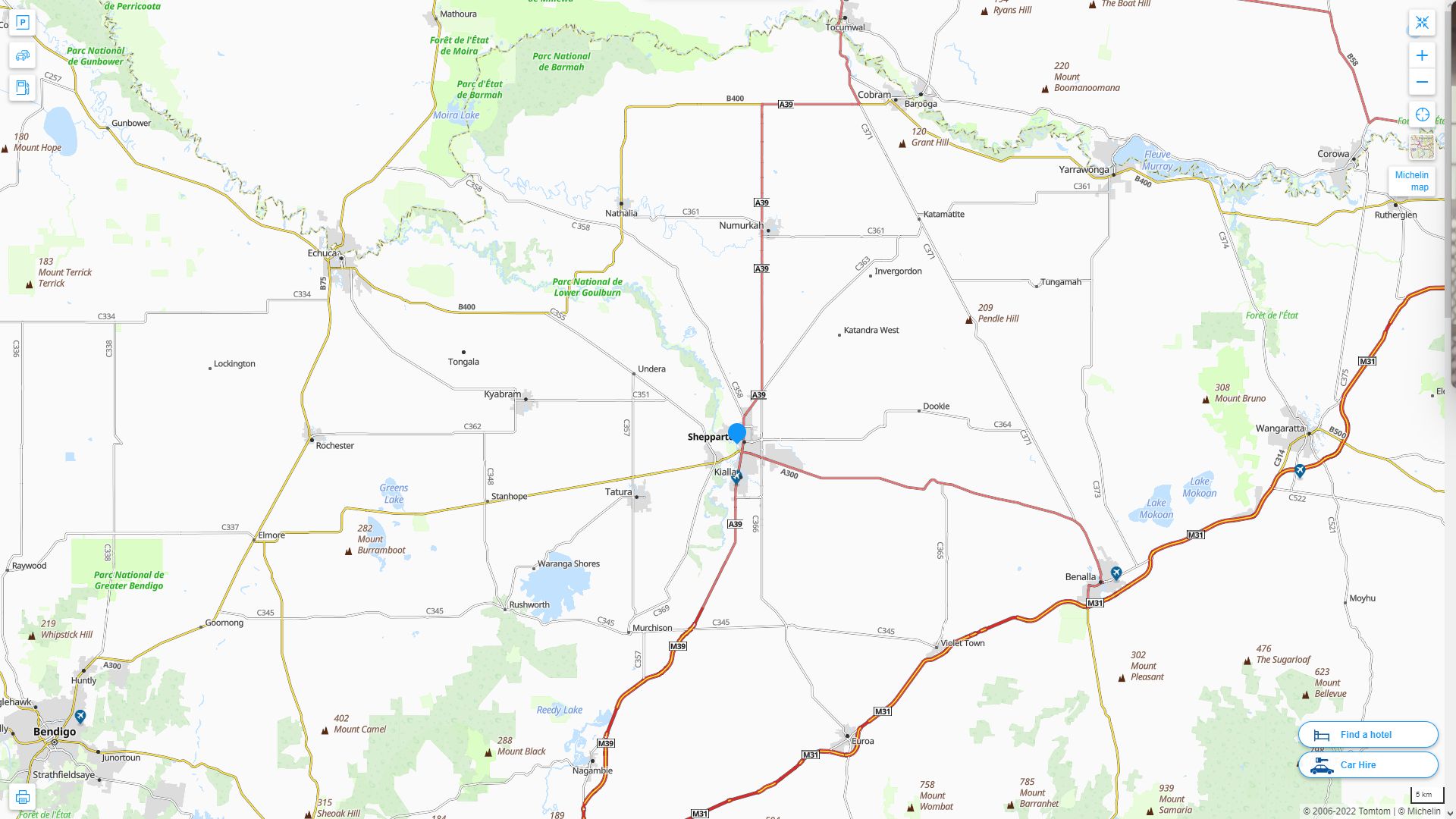 Shepparton Highway and Road Map
